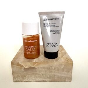 African Botanics Luxury Ritual Bundle Mineral Cleansing Mask Shimmering Gold Oil